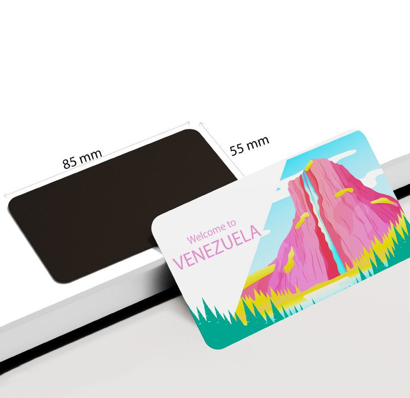 dhcrafts Rectangular Rubber Fridge Magnet / Magnetic Card Multicolor Venezuela D1 Design Pack of 1 (8.6cm x 5.4cm)